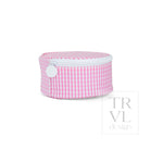 JEWEL ROUND CASE - GINGHAM PINK - Jewelry Holders