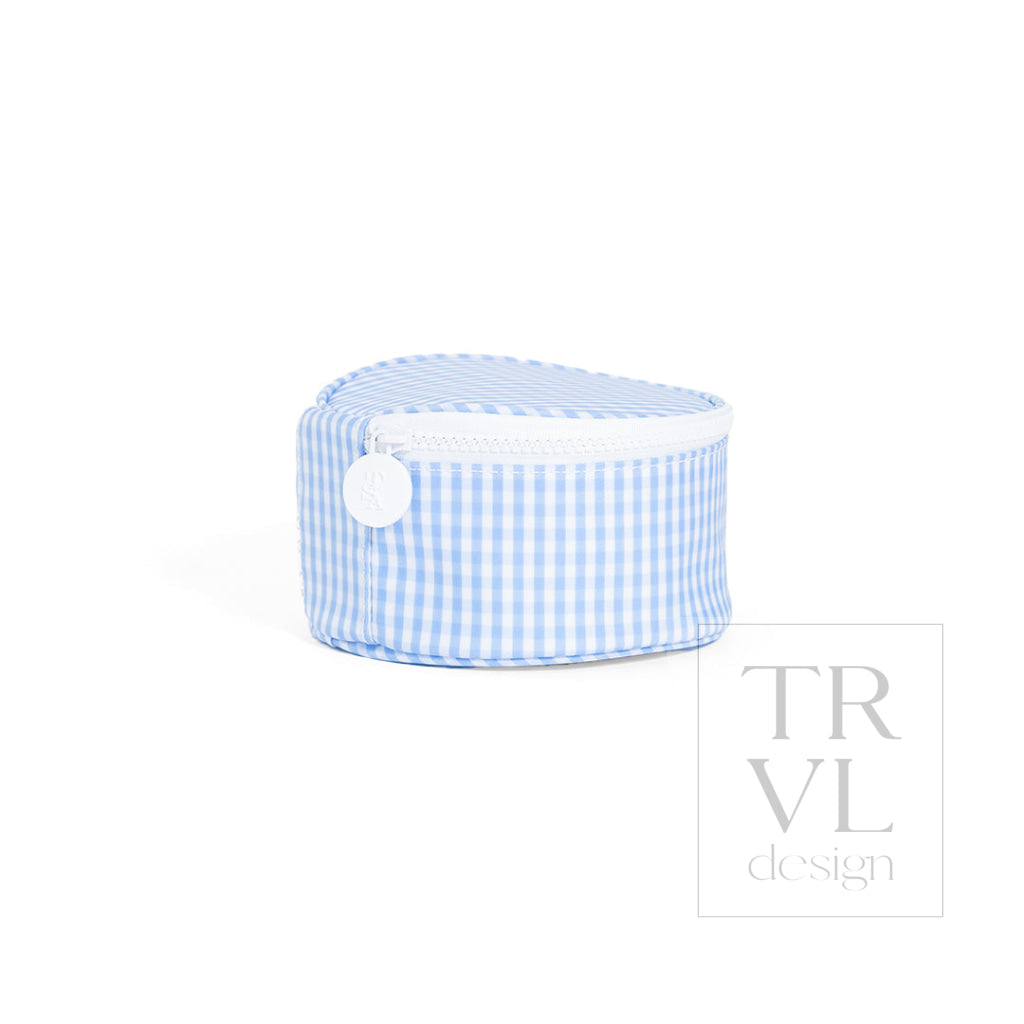 JEWEL ROUND CASE - GINGHAM SKY - Jewelry Holders