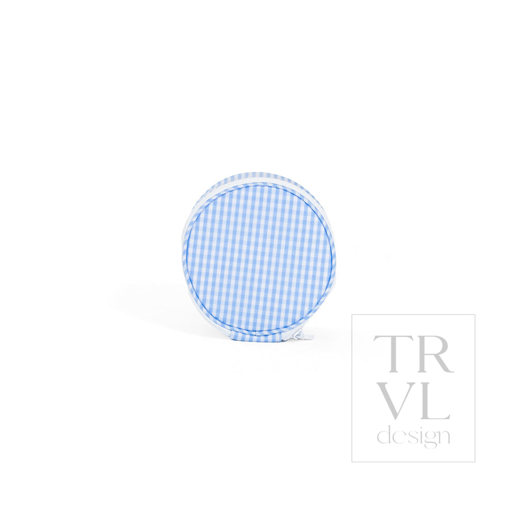 JEWEL ROUND CASE - GINGHAM SKY - Jewelry Holders
