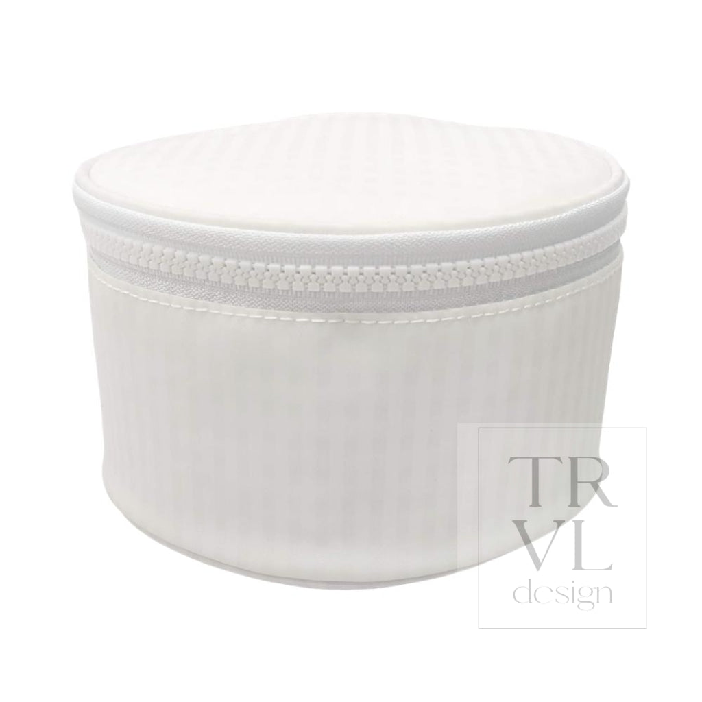 JEWEL ROUND CASE - GINGHAM WHITE - Jewelry Holders
