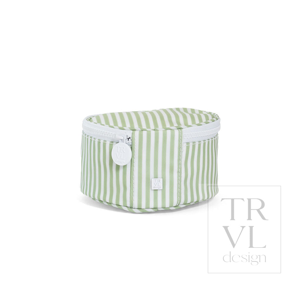 JEWEL ROUND CASE - PIMLICO STRIPE SAGE - Jewelry Holders