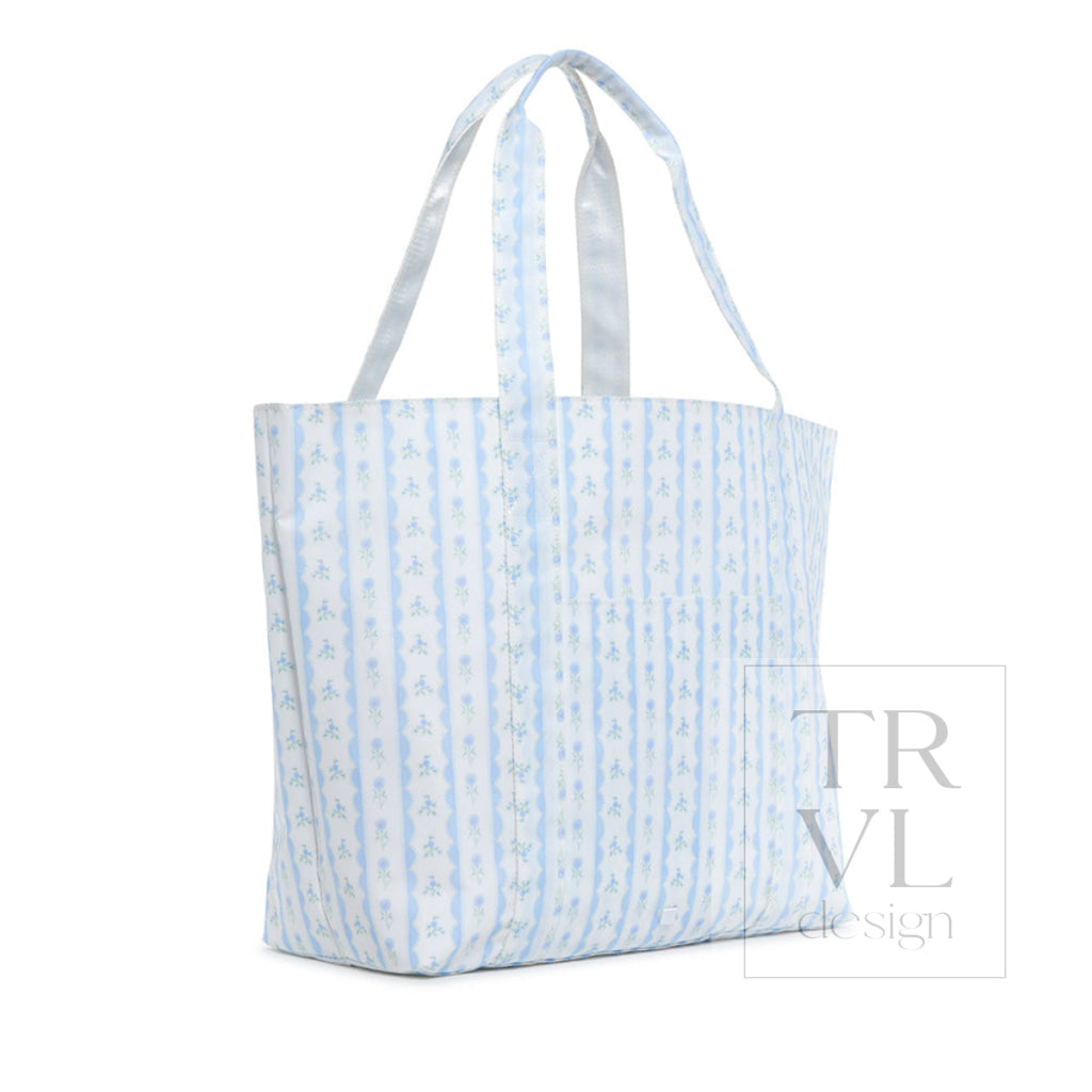 JUMBO TOTE - X-Large Tote RIBBON FLORAL BLUE - Tote Bags