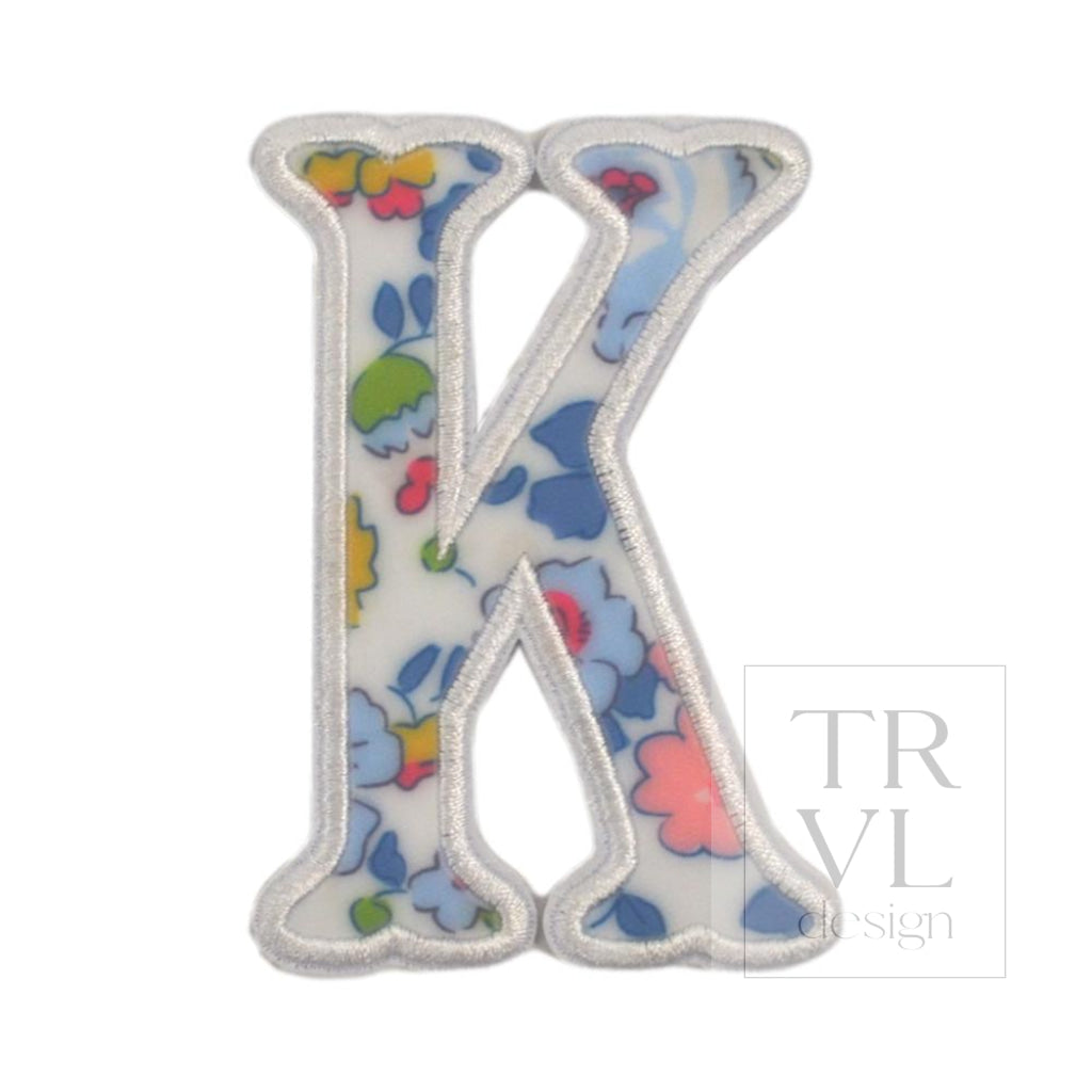 LETTER APPLIQUÉS - LARGE BRIDGEHAMPTON FLORAL *2 PC PRE-PACK* - Letter K - Decorative Stickers
