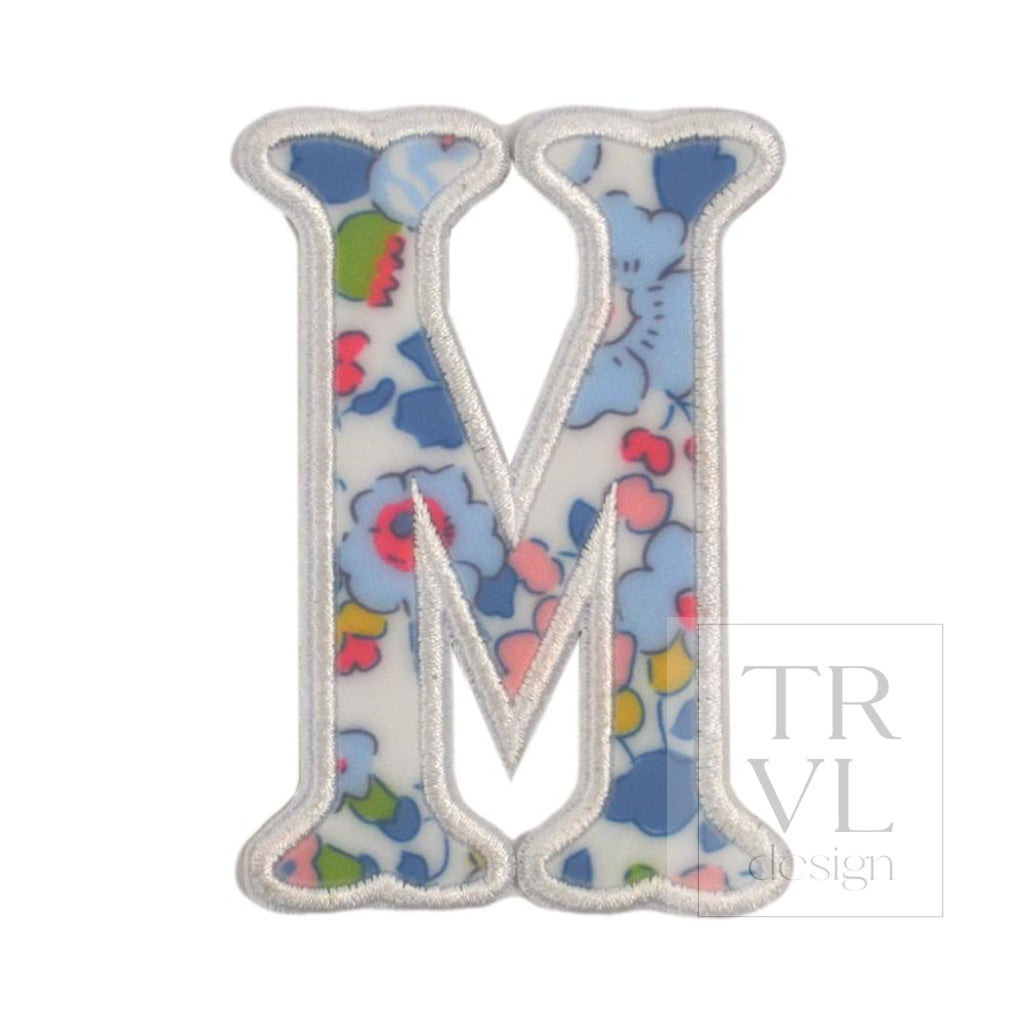 LETTER APPLIQUÉS - LARGE BRIDGEHAMPTON FLORAL *2 PC PRE-PACK* - Letter M - Decorative Stickers