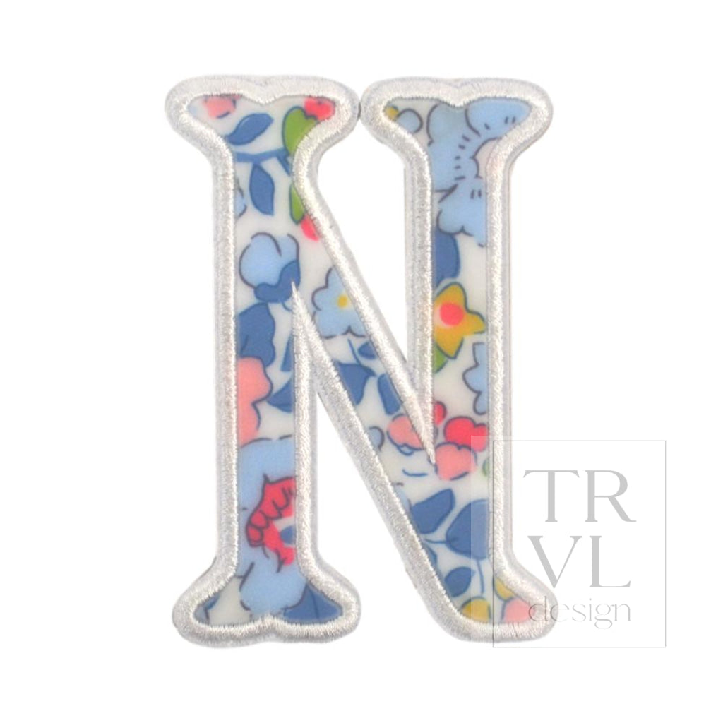 LETTER APPLIQUÉS - LARGE BRIDGEHAMPTON FLORAL *2 PC PRE-PACK* - Letter N - Decorative Stickers