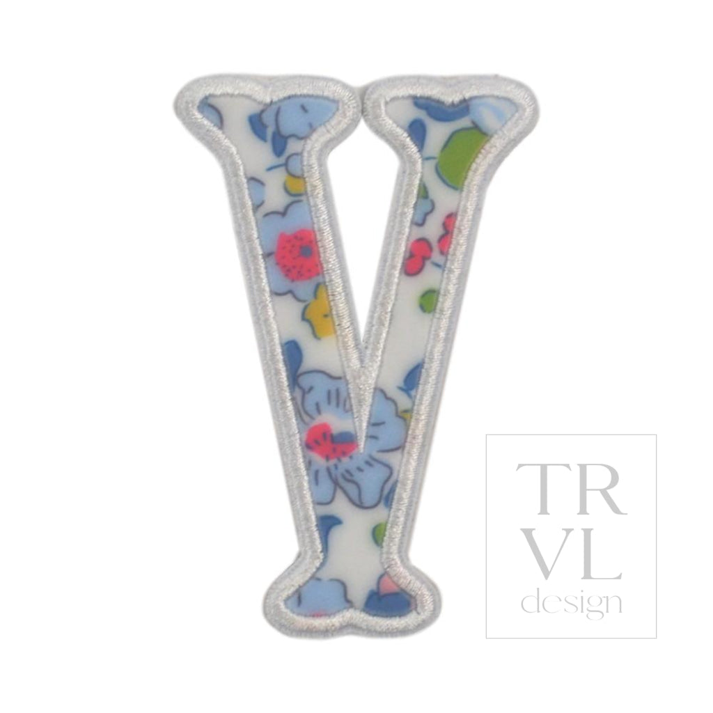 LETTER APPLIQUÉS - LARGE BRIDGEHAMPTON FLORAL *2 PC PRE-PACK* - Letter V - Decorative Stickers