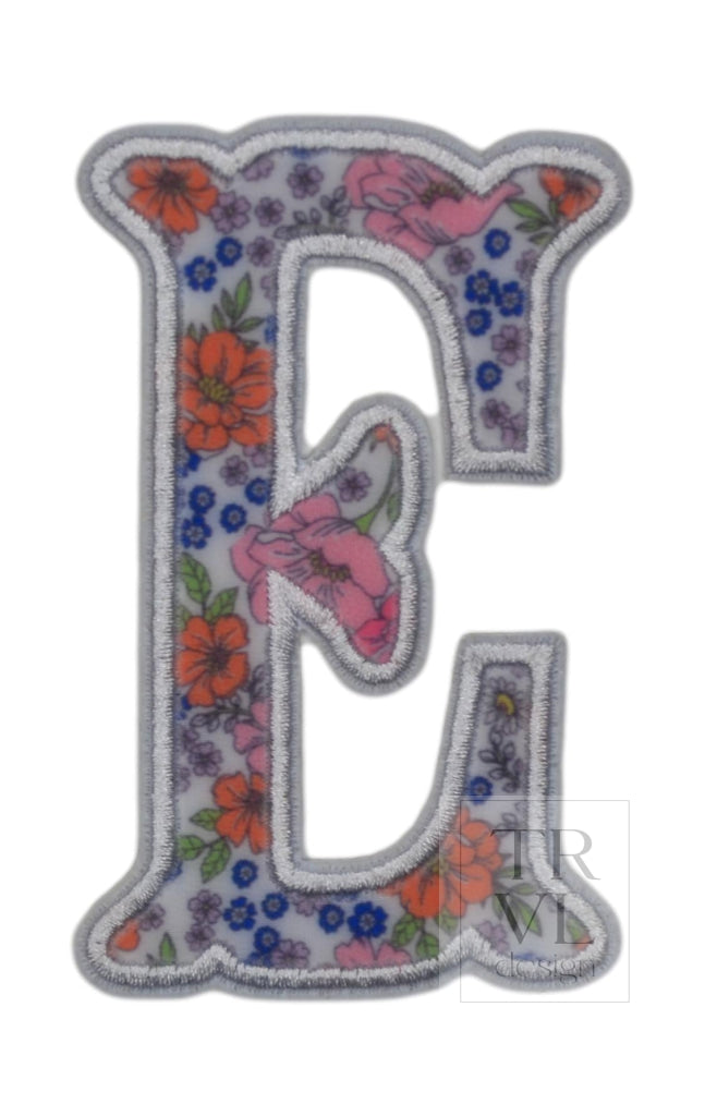 LETTER APPLIQUÉS - LARGE GARDEN FLORAL *2 PC PRE-PACK* - Letter E - Decorative Stickers