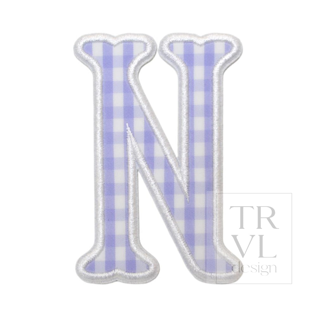 Gingham Lilac Appliqué Letters *2 Pc Pre-Pack* Letter N