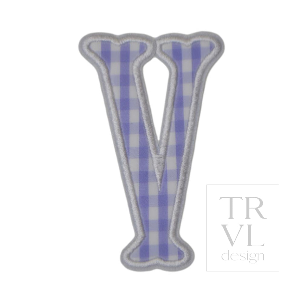 Gingham Lilac Appliqué Letters *2 Pc Pre-Pack* Letter V