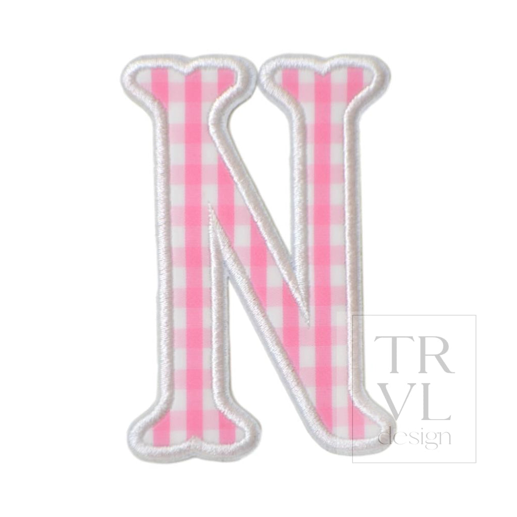 Gingham Pink Appliqué Letters *2 Pc Pre-Pack* Letter N