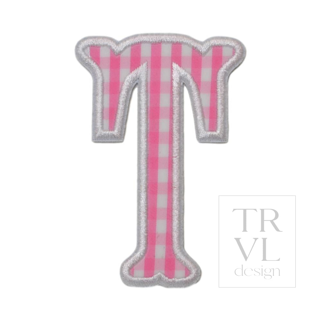 Gingham Pink Appliqué Letters *2 Pc Pre-Pack* Letter T