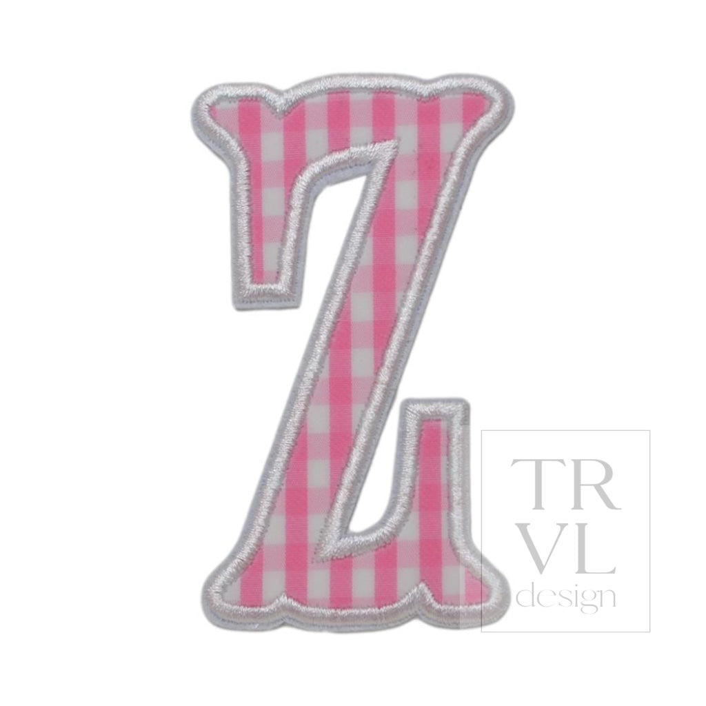 Gingham Pink Appliqué Letters *2 Pc Pre-Pack* Letter Z