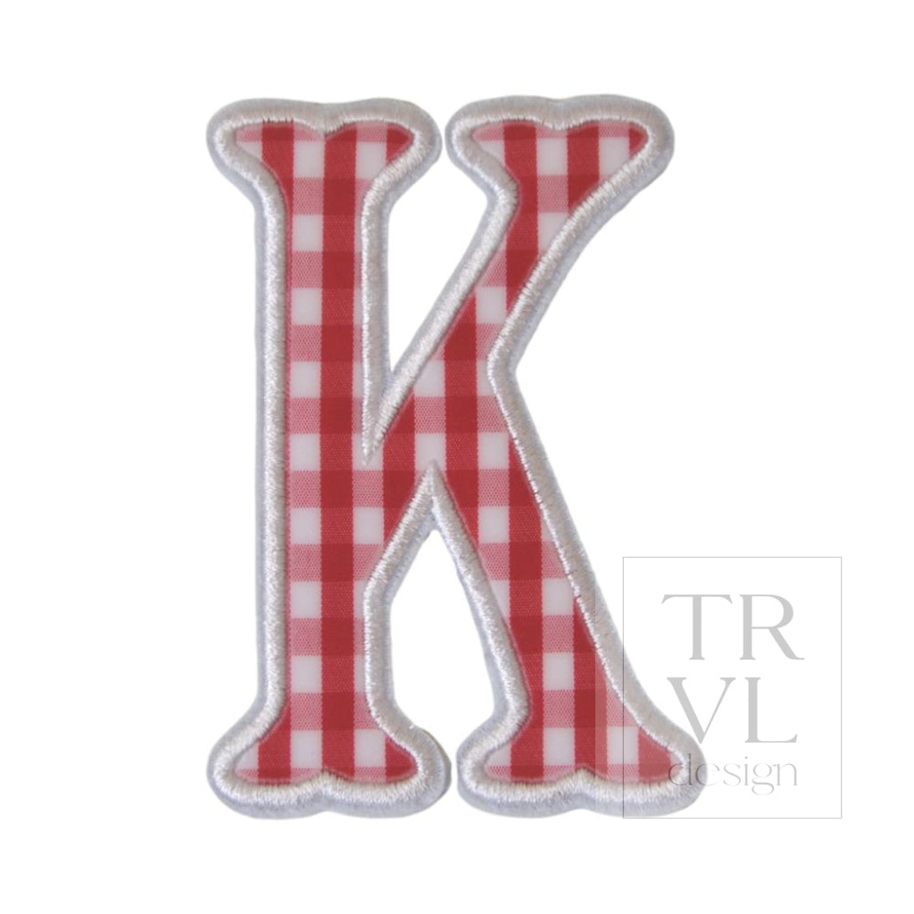 Gingham Red Appliqué Letters *2 Pc Pre-Pack* Letter K