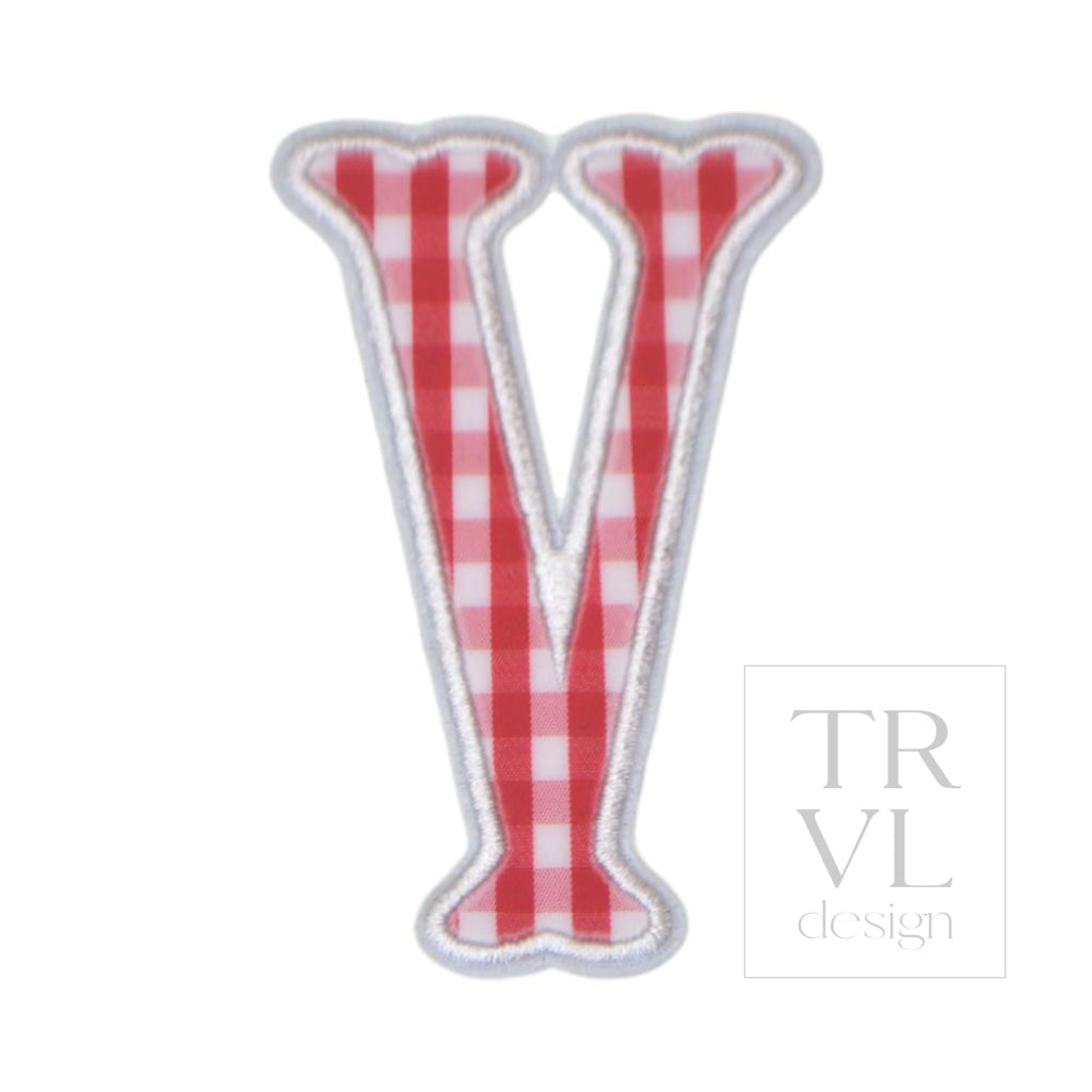 Gingham Red Appliqué Letters *2 Pc Pre-Pack* Letter V