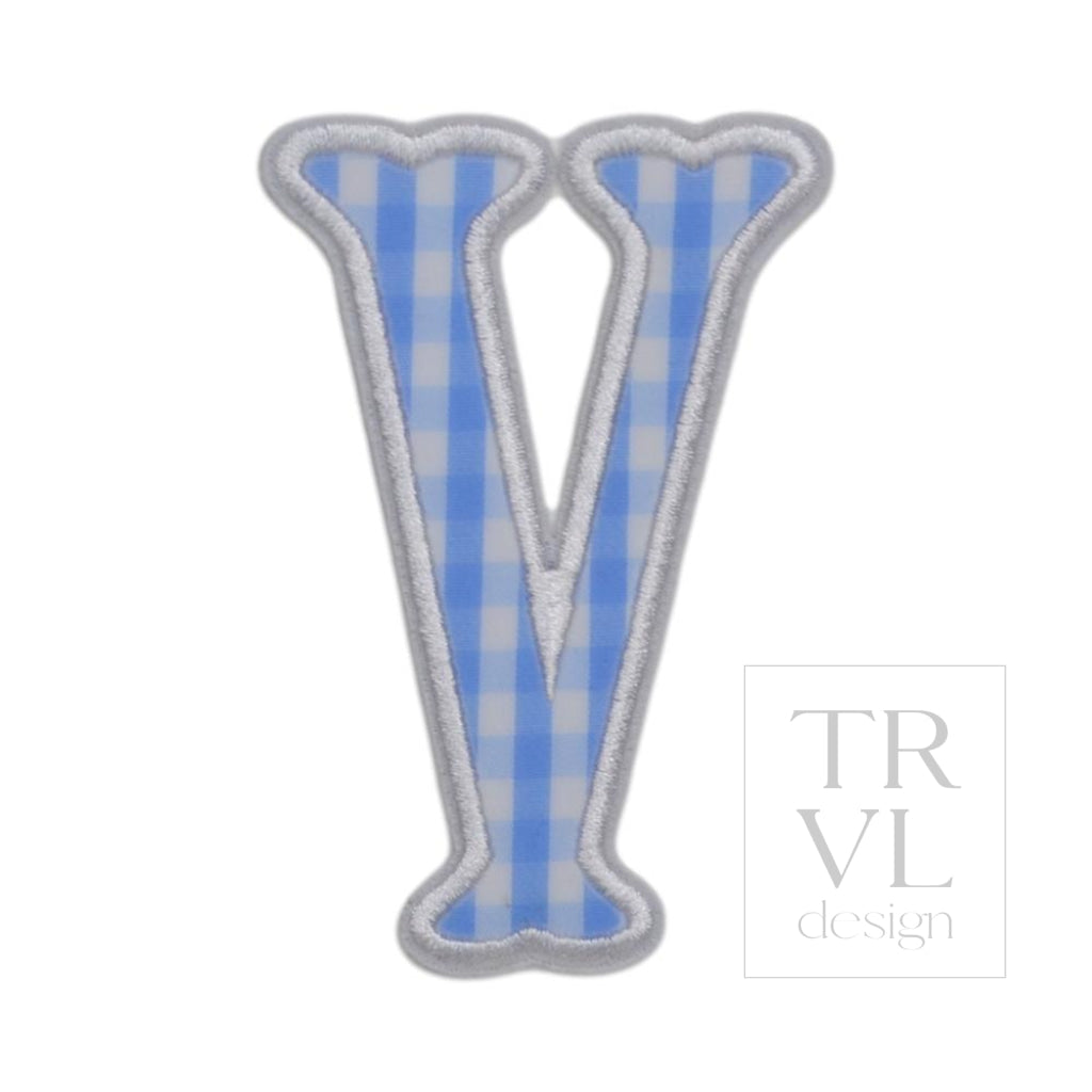 Gingham Sky Appliqué Letters *2 Pc Pre-Pack* Letter V