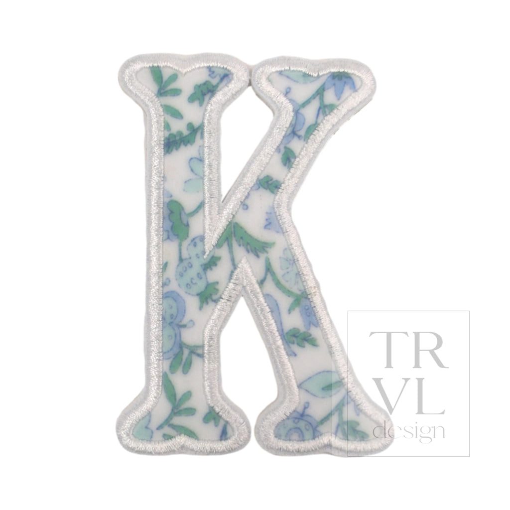LETTER APPLIQUÉS - LARGE HAMPTONS FLORAL *2 PC PRE-PACK* - Letter K - Decorative Stickers