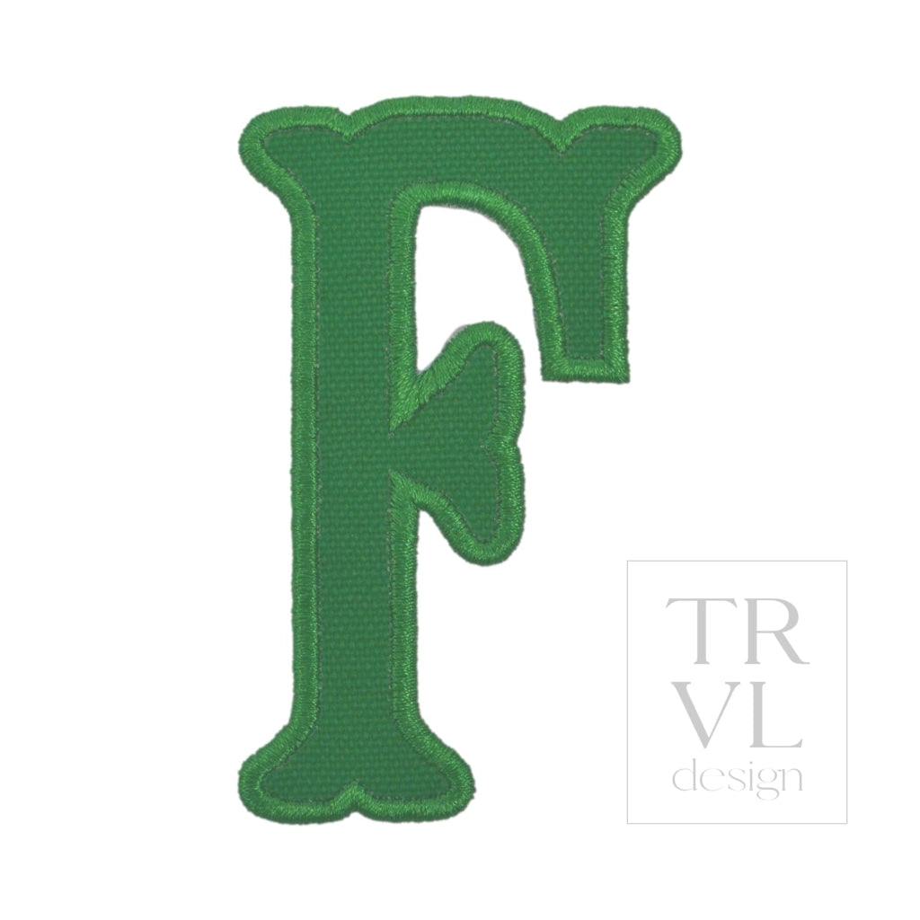 LETTER APPLIQUÉS - LARGE KELLY GREEN CANVAS *2 PC PRE-PACK* - Letter F - Decorative Stickers