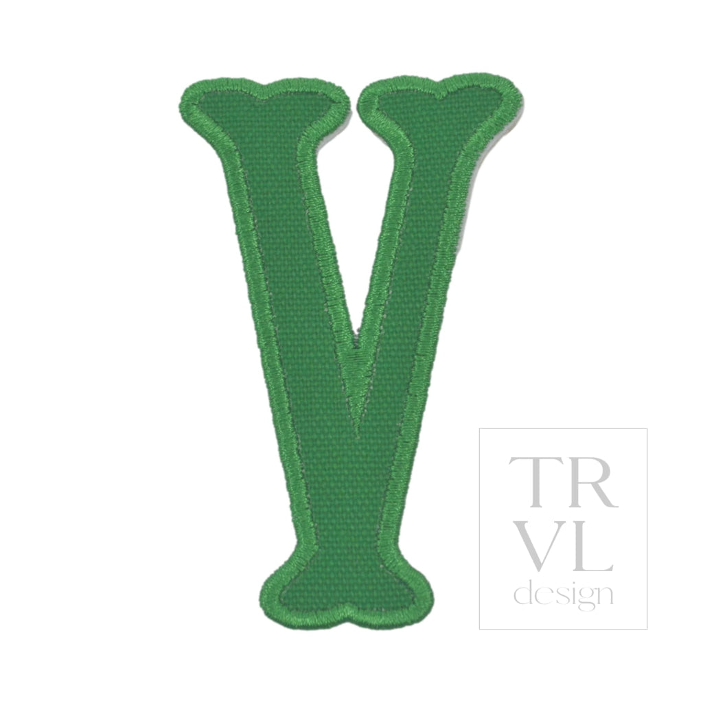 LETTER APPLIQUÉS - LARGE KELLY GREEN CANVAS *2 PC PRE-PACK* - Letter V - Decorative Stickers