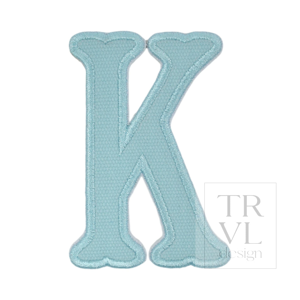 LETTER APPLIQUÉS - LARGE LAKE BLUE CANVAS *2 PC PRE-PACK* - Letter K - Decorative Stickers