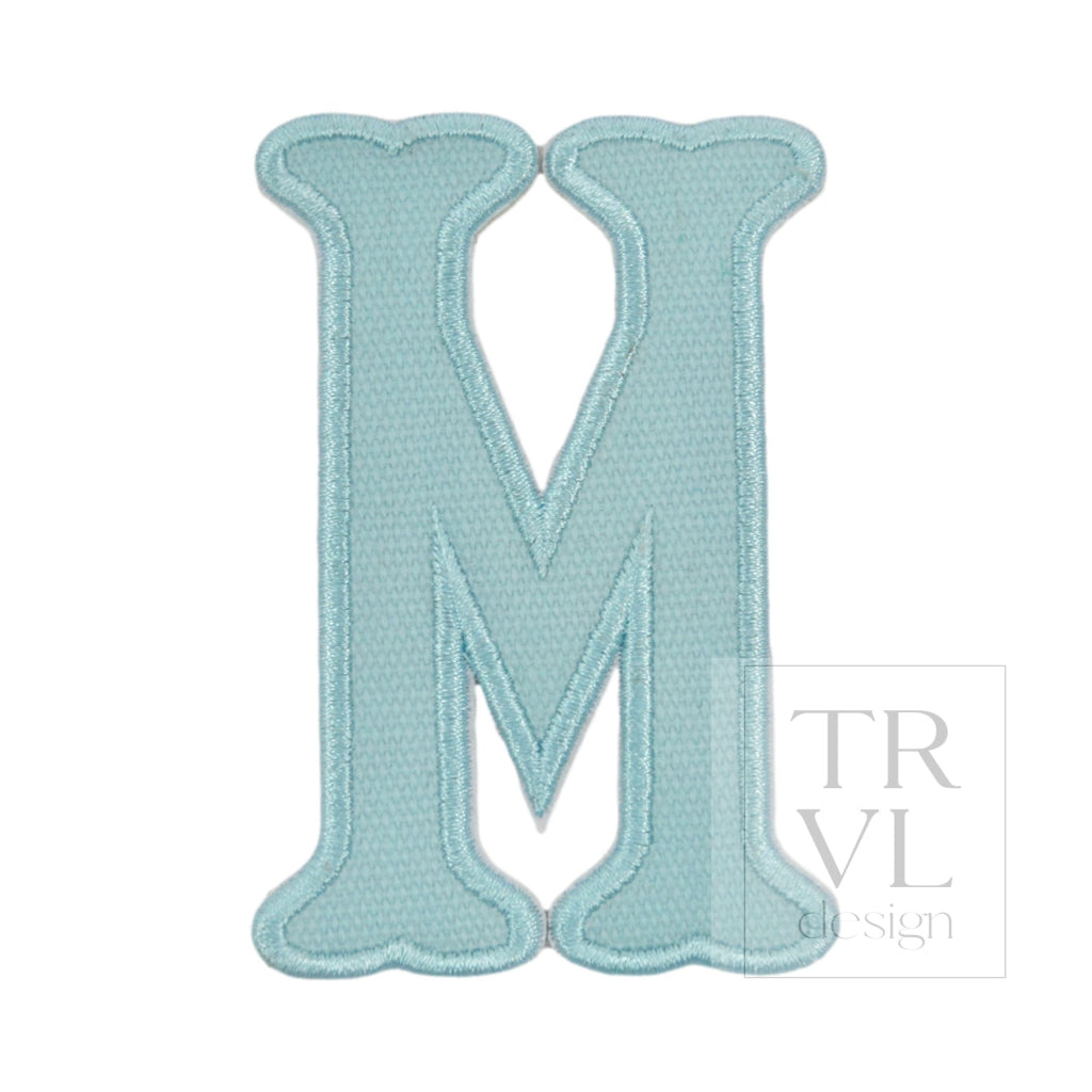 LETTER APPLIQUÉS - LARGE LAKE BLUE CANVAS *2 PC PRE-PACK* - Letter M - Decorative Stickers