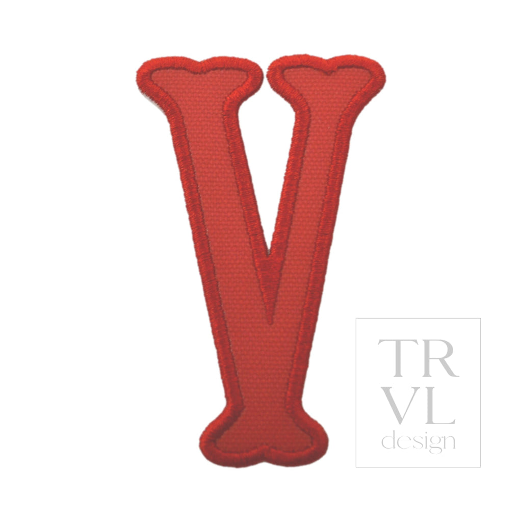 LETTER APPLIQUÉS - LARGE RED CANVAS *2 PC PRE-PACK* - Letter V - Decorative Stickers