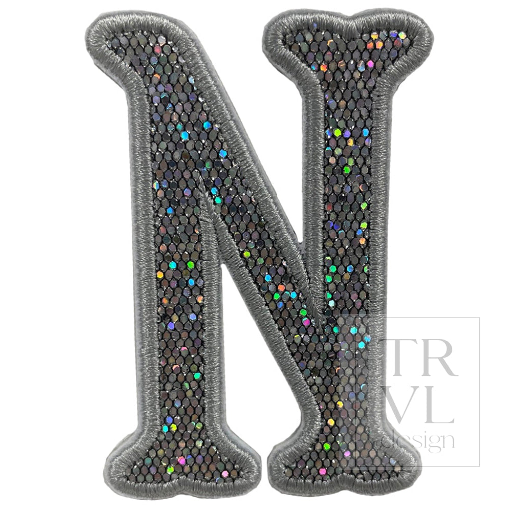 Silver Glitter Appliqué Letters *2 Pc Pre-Pack* Letter N
