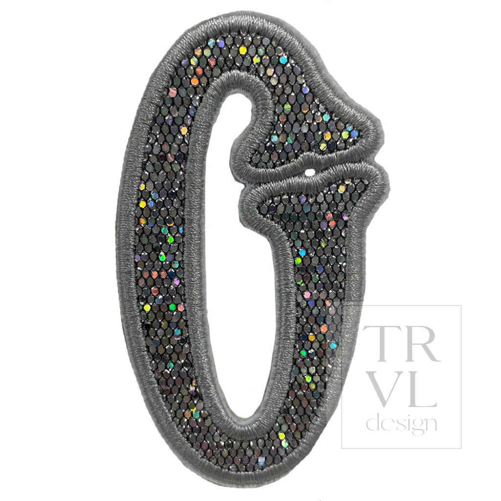 Silver Glitter Appliqué Letters *2 Pc Pre-Pack* Letter O
