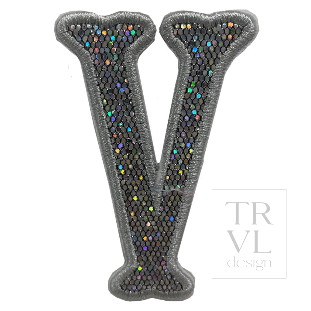 Silver Glitter Appliqué Letters *2 Pc Pre-Pack* Letter V