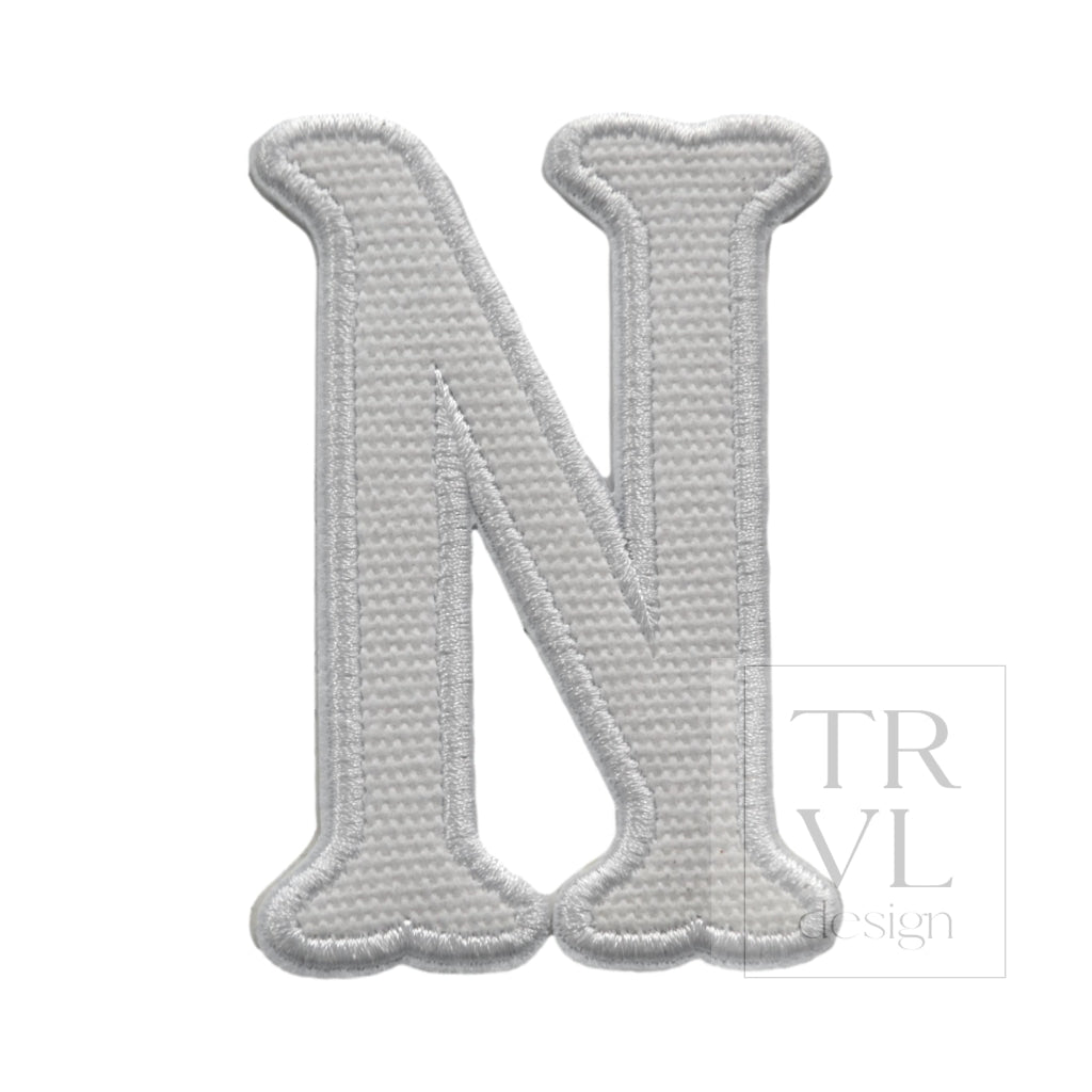 LETTER APPLIQUÉS - LARGE WHITE CANVAS *2 PC PRE-PACK* - Letter N - Decorative Stickers