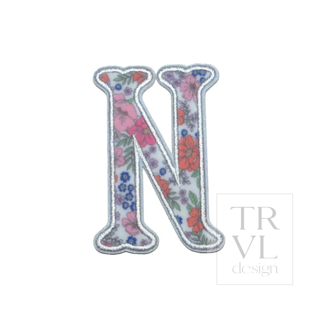 LETTER APPLIQUÉS - SMALL GARDEN FLORAL *2 PC PRE-PACK* - Letter N - Decorative Stickers