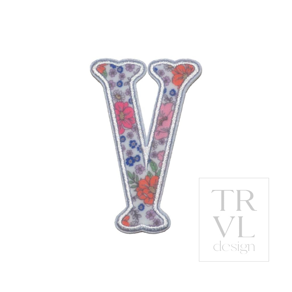 LETTER APPLIQUÉS - SMALL GARDEN FLORAL *2 PC PRE-PACK* - Letter V - Decorative Stickers