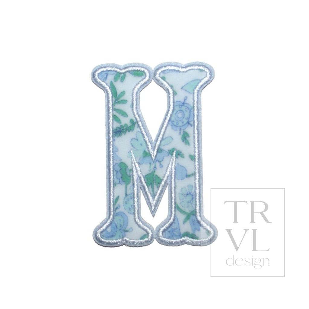 LETTER APPLIQUÉS - SMALL HAMPTONS FLORAL *2 PC PRE-PACK* - Letter M - Decorative Stickers
