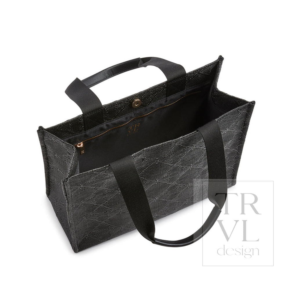 Luxe Bali Straw Tote - Oasis Cane Midnight *On Special