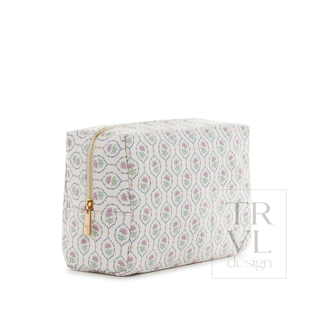 Luxe Cosmetic Bag Antibes Everyday With Navy Pinstripe Liner *New! Cosmetic Bags