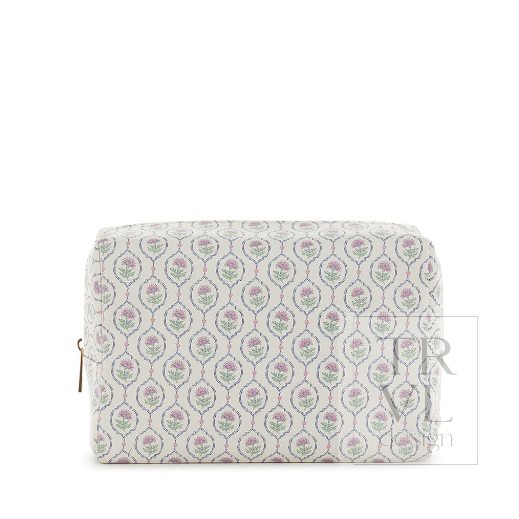 Luxe Cosmetic Bag Antibes Everyday With Navy Pinstripe Liner *New! Cosmetic Bags