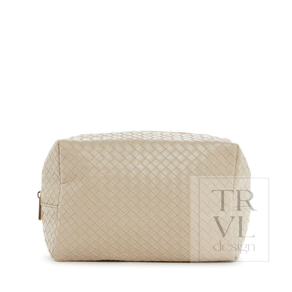 Luxe Everyday Cosmetic Bag - Woven Bisque *New! Bisque Cosmetic Bags