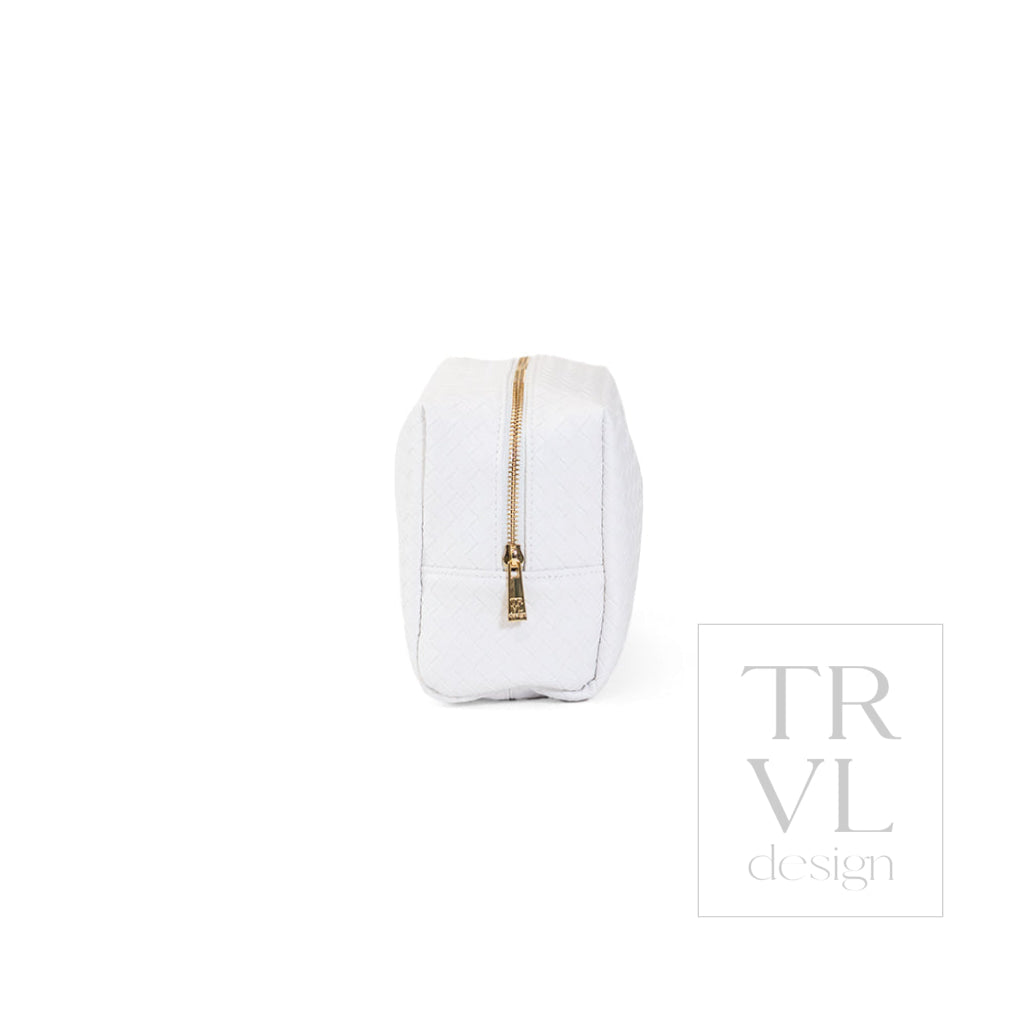 LUXE EVERYDAY Cosmetic Bag - WOVEN BLANC - Cosmetic & Toiletry Bags