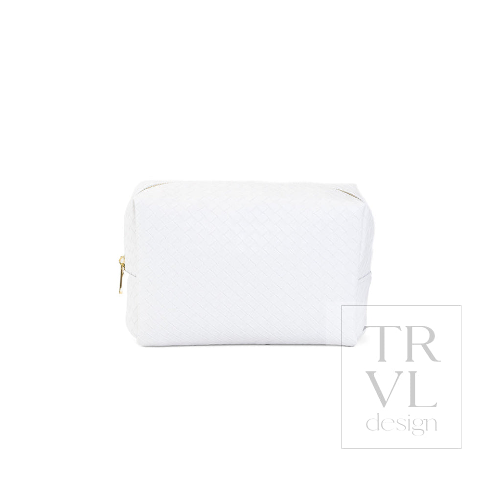 LUXE EVERYDAY Cosmetic Bag - WOVEN BLANC - Cosmetic & Toiletry Bags
