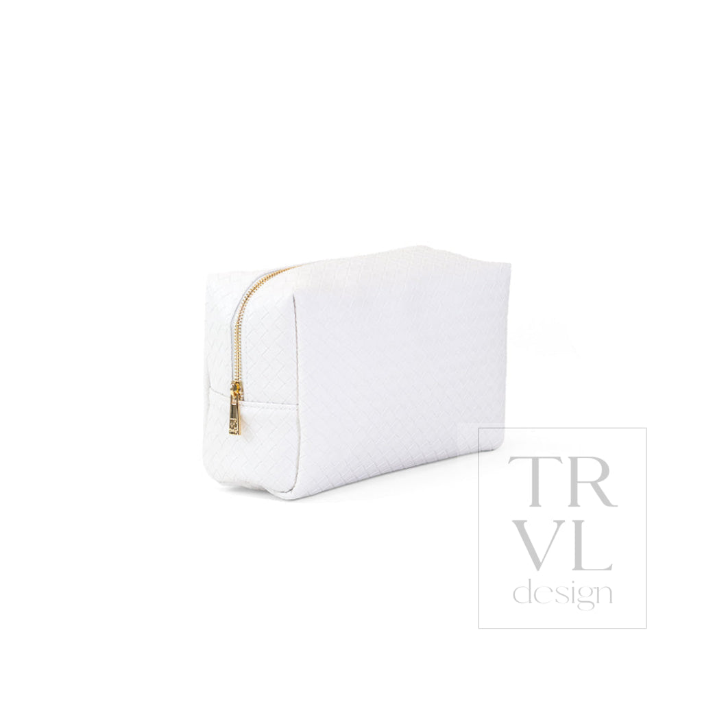 LUXE EVERYDAY Cosmetic Bag - WOVEN BLANC - Cosmetic & Toiletry Bags
