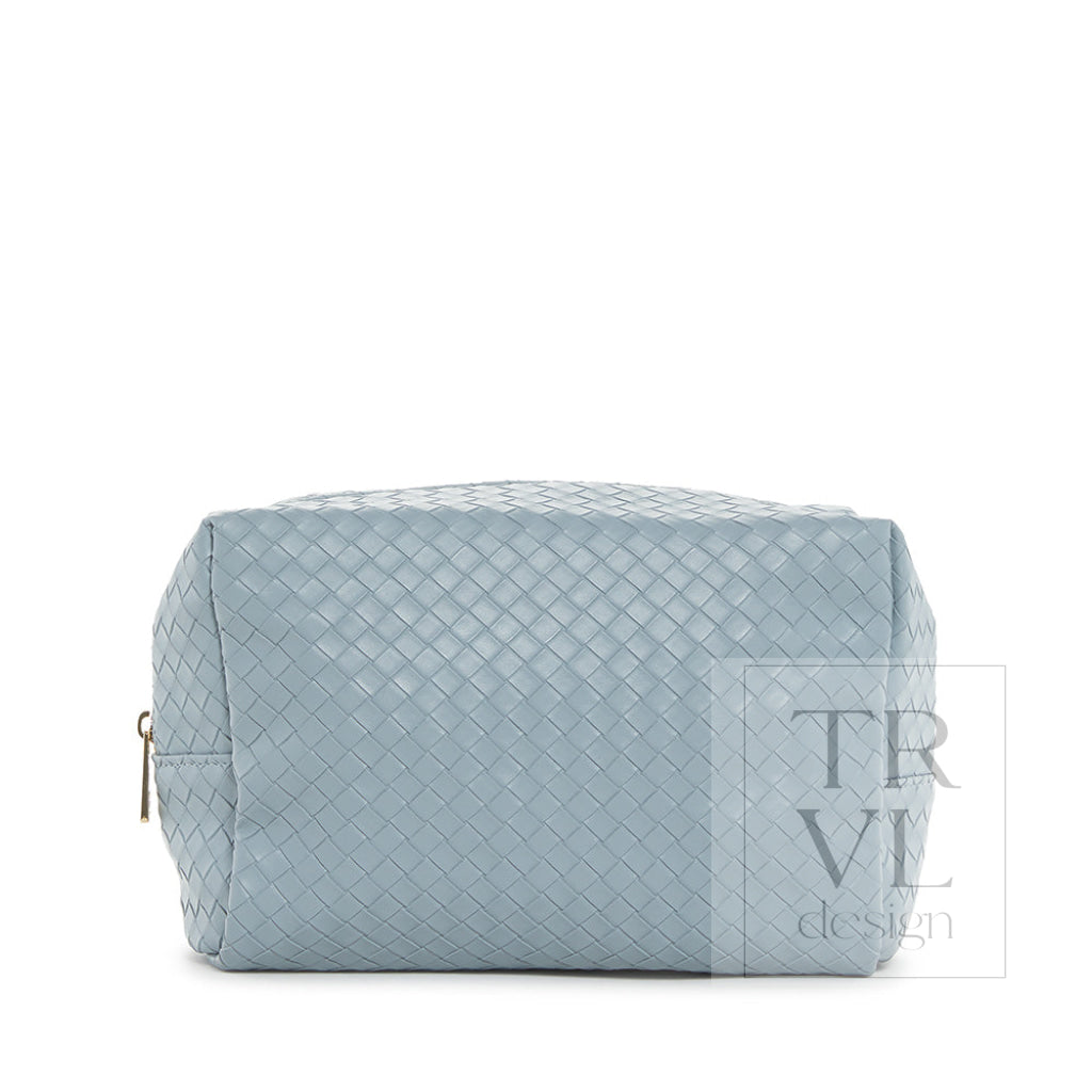 Luxe Everyday Cosmetic Bag - Woven Bleu *New! Bleu Cosmetic Bags