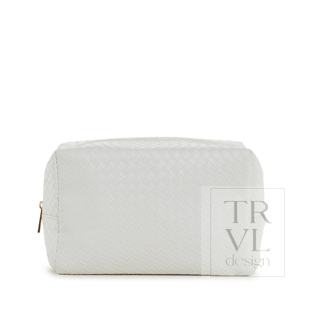 Luxe Bridal Everyday Cosmetic Bag - Woven White *New! White Cosmetic Bags