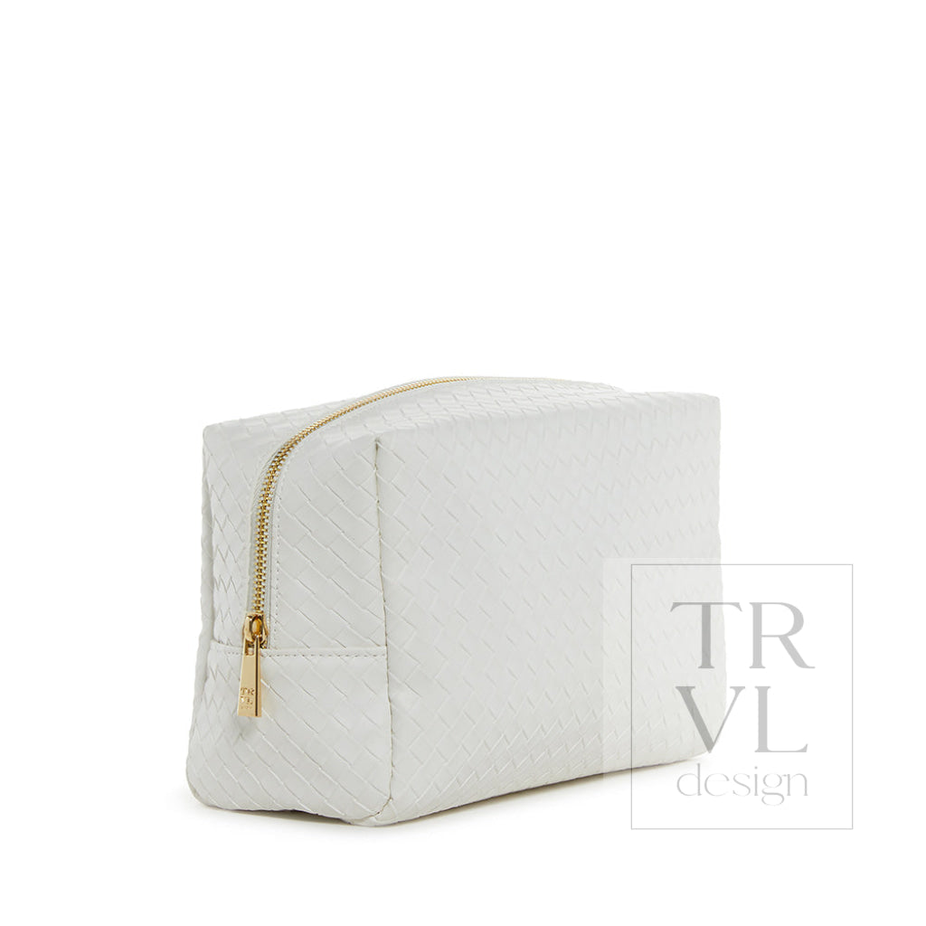 Luxe Bridal Everyday Cosmetic Bag - Woven White *New! Cosmetic Bags
