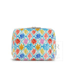 Luxe Gloss Double Zip Lg - Aqua Coral Cosmetic & Toiletry Bags