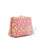 Luxe Gloss Double Zip Lg - Red Coral Cosmetic & Toiletry Bags