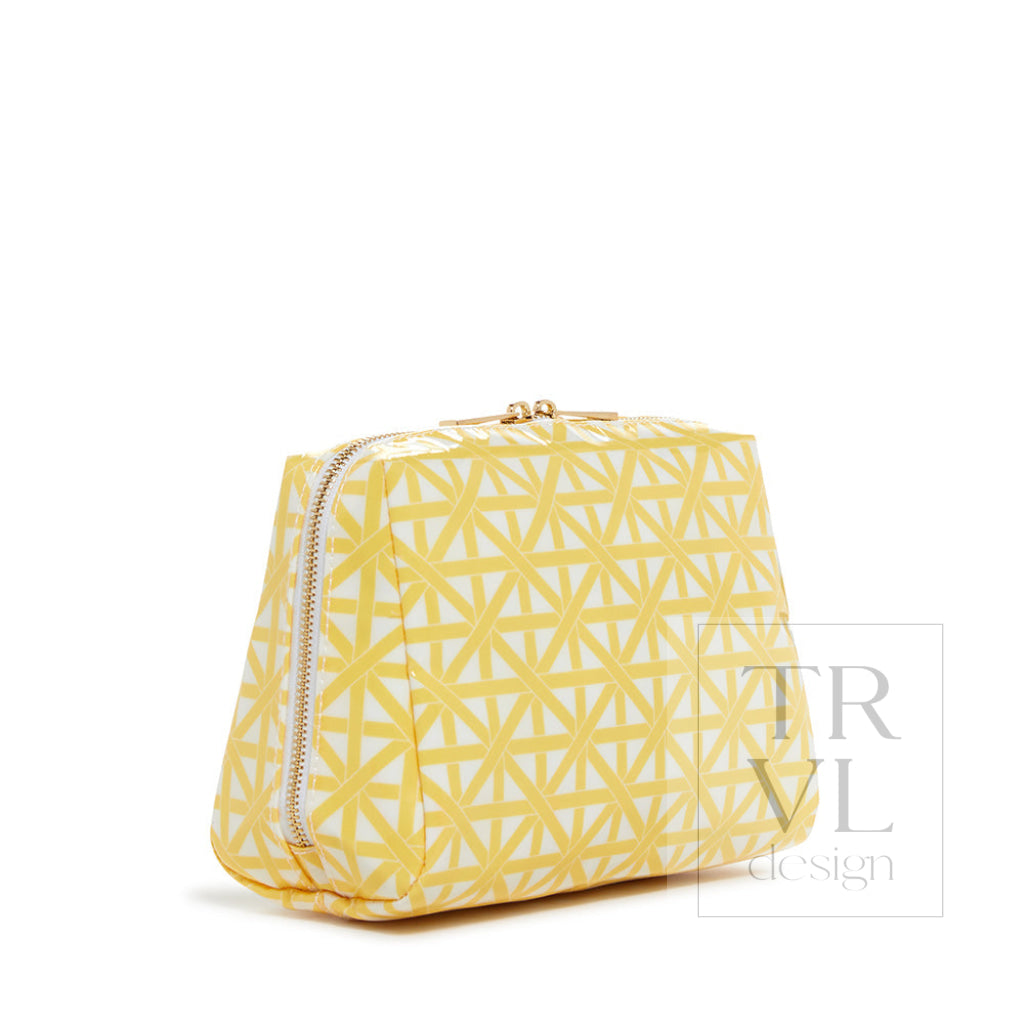 Luxe Gloss Double Zip Med - Trellis Lemon Cosmetic & Toiletry Bags