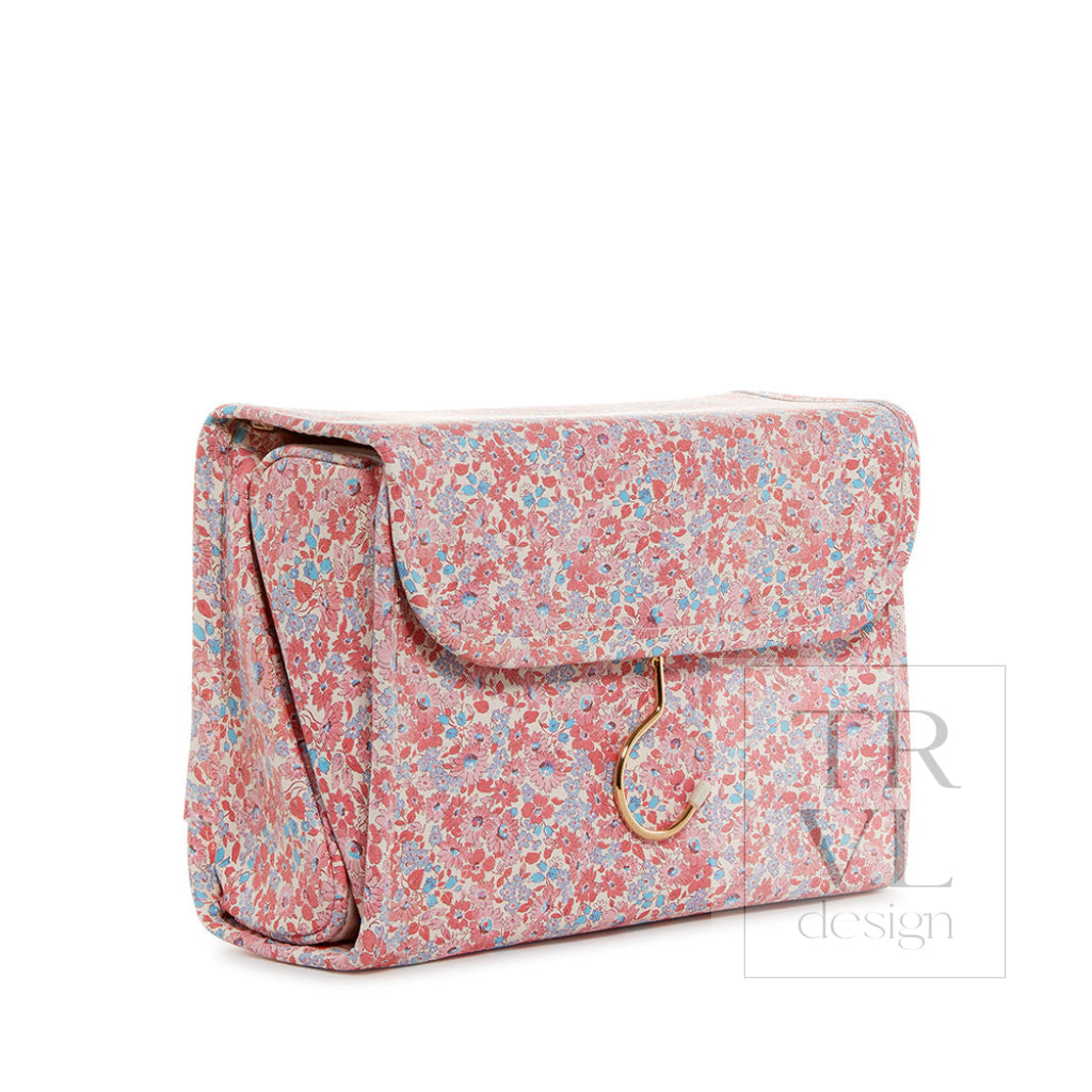 Luxe Hanging Toiletry Case Marseille With Pink Pinstripe Liner *New!