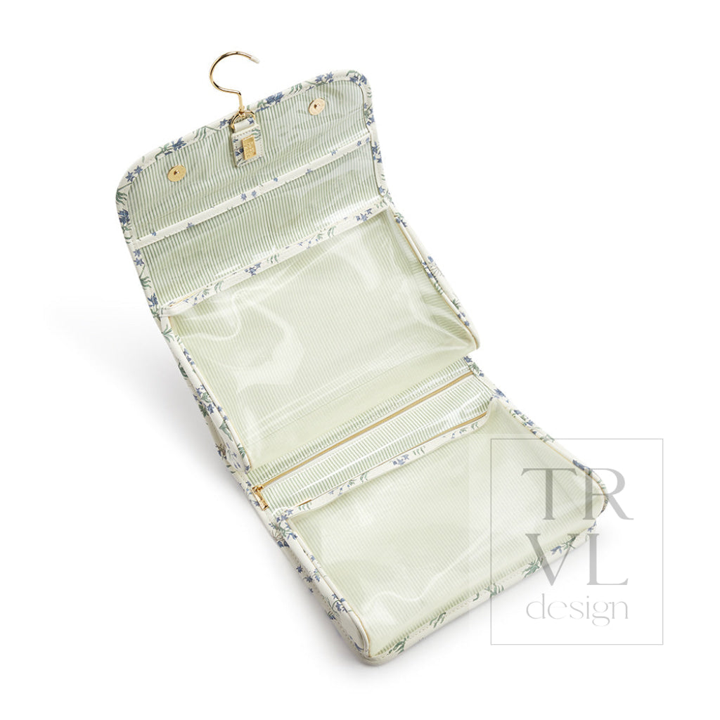 Luxe Hanging Toiletry Case Provence With Green Pinstripe Liner