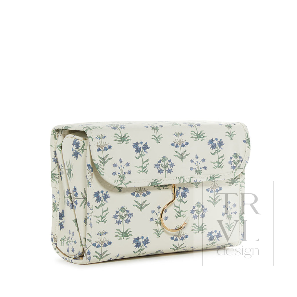 Luxe Hanging Toiletry Case Provence With Green Pinstripe Liner Provence