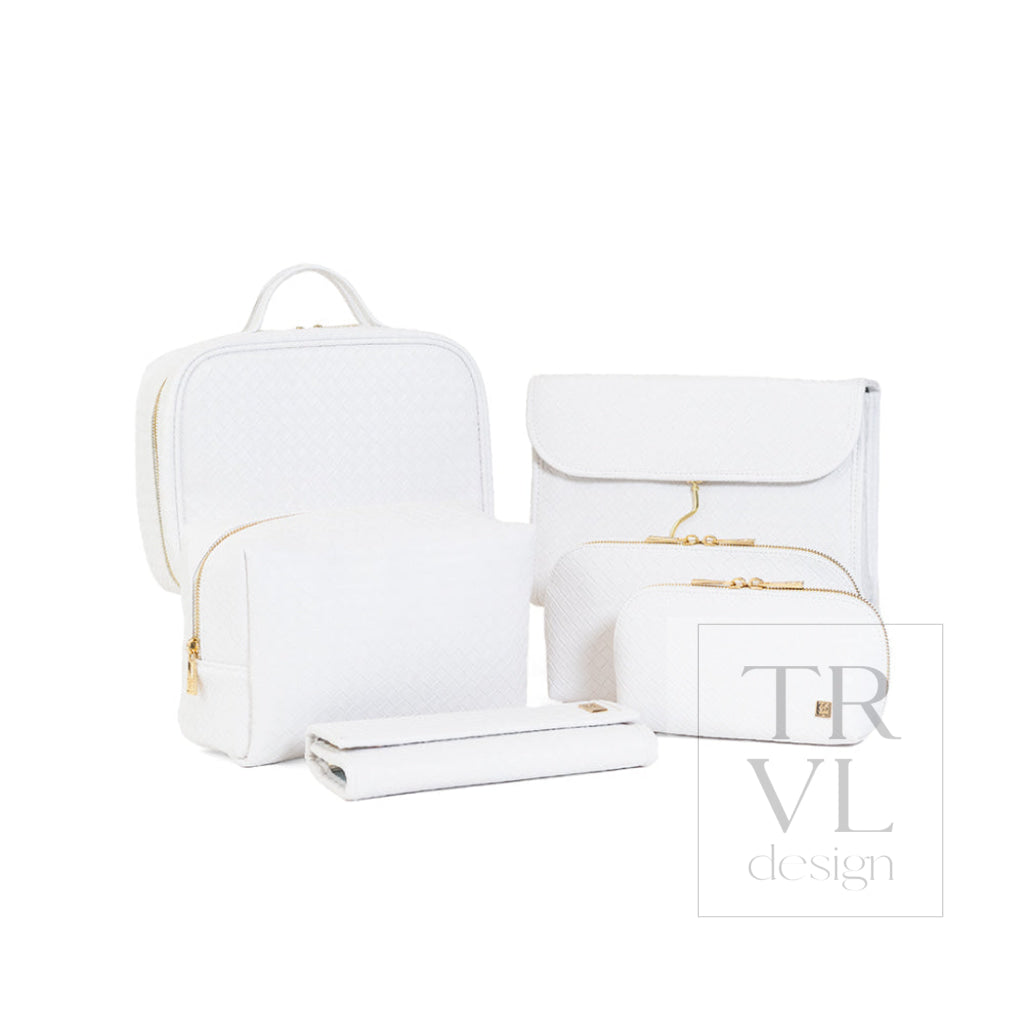 LUXE Hanging Toiletry Case - WOVEN BLANC - Cosmetic & Toiletry Bags