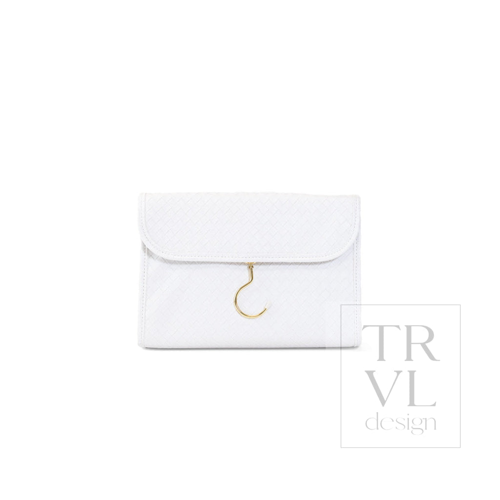 LUXE Hanging Toiletry Case - WOVEN BLANC - Cosmetic & Toiletry Bags